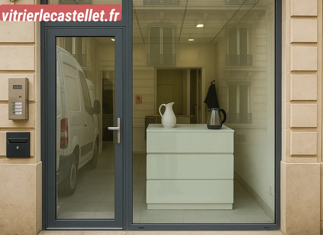 Façade vitrine de magasin en aluminium sur mesure à Le Castellet